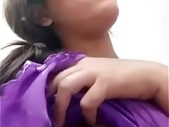 Indian College Girl playing with Boobs